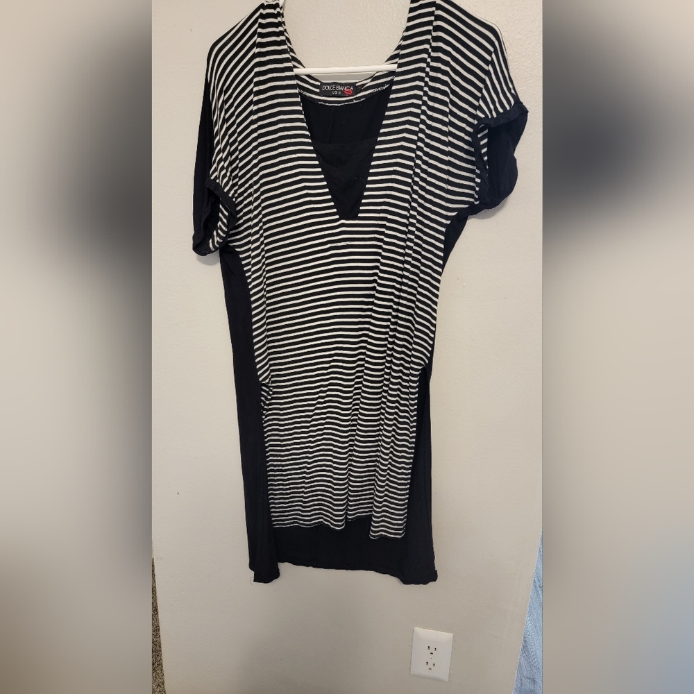Black and white striped tunic